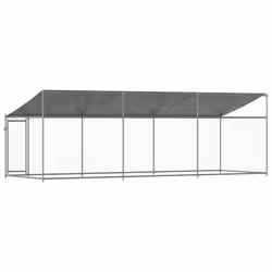 vidaXL Dog Cage Dog Kennel Outdoor Dog Crate Pet House Grey Galvanised Steel - 1 door, 6 x 2 x 2 m - Additional view 5