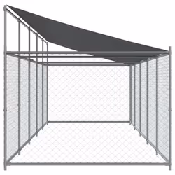 vidaXL Dog Cage Dog Kennel Outdoor Dog Crate Pet House Grey Galvanised Steel - 1 door, 10 x 2 x 2 m - Additional view 4