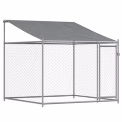 vidaXL Dog Cage Dog Kennel Outdoor Dog Crate Pet House Grey Galvanised Steel - 1 door, 10 x 2 x 2 m - Additional view 6