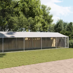 vidaXL Dog Cage Dog Kennel Outdoor Dog Crate Pet House Grey Galvanised Steel - 1 door, 12 x 2 x 2 m - Additional view 2