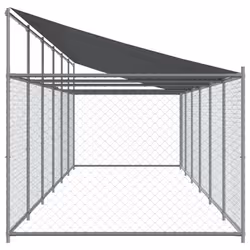 vidaXL Dog Cage Dog Kennel Outdoor Dog Crate Pet House Grey Galvanised Steel - 1 door, 12 x 2 x 2 m - Additional view 4