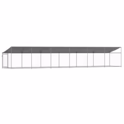 vidaXL Dog Cage Dog Kennel Outdoor Dog Crate Pet House Grey Galvanised Steel - 1 door, 12 x 2 x 2 m - Additional view 5