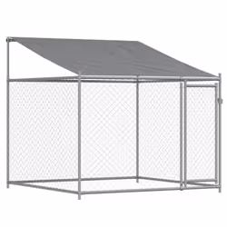 vidaXL Dog Cage Dog Kennel Outdoor Dog Crate Pet House Grey Galvanised Steel - 1 door, 12 x 2 x 2 m - Additional view 6