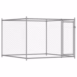 vidaXL Dog Cage with Door Grey Dog Kennel Outdoor Dog Crate Galvanised Steel - 3 doors, 8 x 2 x 1.5 m - Additional view 6
