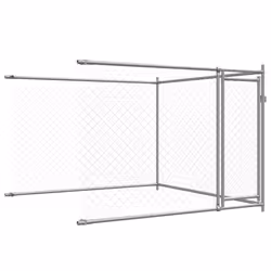 vidaXL Dog Cage with Door Grey Dog Kennel Outdoor Dog Crate Galvanised Steel - 3 doors, 8 x 2 x 1.5 m - Additional view 7