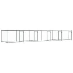vidaXL Dog Cage with Door Grey Dog Kennel Outdoor Dog Crate Galvanised Steel - 4 doors, 10 x 2 x 1.5 m