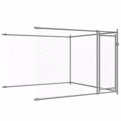 vidaXL Dog Cage with Door Grey Dog Kennel Outdoor Dog Crate Galvanised Steel - 4 doors, 10 x 2 x 1.5 m - Additional view 7