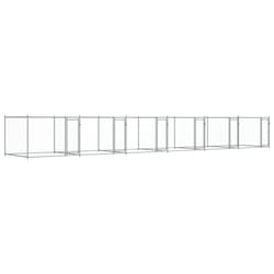 vidaXL Dog Cage with Door Grey Dog Kennel Outdoor Dog Crate Galvanised Steel - 4 doors, 12 x 2 x 1.5 m
