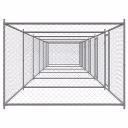 vidaXL Dog Cage with Door Grey Dog Kennel Outdoor Dog Crate Galvanised Steel - 4 doors, 12 x 2 x 1.5 m - Additional view 4