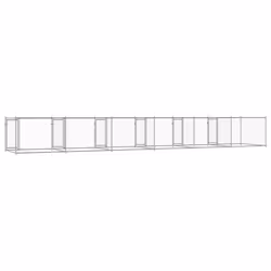 vidaXL Dog Cage with Door Grey Dog Kennel Outdoor Dog Crate Galvanised Steel - 4 doors, 12 x 2 x 1.5 m - Additional view 5