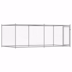 vidaXL Dog Cage with Door Grey Dog Kennel Outdoor Dog Crate Galvanised Steel - 1 door, 4 x 2 x 1.5 m