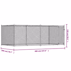 vidaXL Dog Cage with Door Grey Dog Kennel Outdoor Dog Crate Galvanised Steel - 1 door, 4 x 2 x 1.5 m
