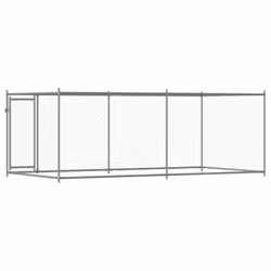 vidaXL Dog Cage with Door Grey Dog Kennel Outdoor Dog Crate Galvanised Steel - 1 door, 4 x 2 x 1.5 m - Additional view 5