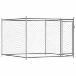 vidaXL Dog Cage with Door Grey Dog Kennel Outdoor Dog Crate Galvanised Steel - 1 door, 4 x 2 x 1.5 m - Additional view 6