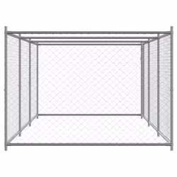 vidaXL Dog Cage with Door Grey Dog Kennel Outdoor Dog Crate Galvanised Steel - 1 door, 6 x 2 x 1.5 m - Additional view 4
