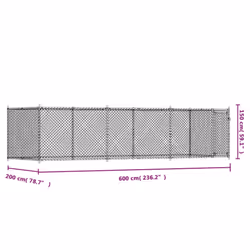 vidaXL Dog Cage with Door Grey Dog Kennel Outdoor Dog Crate Galvanised Steel - 1 door, 6 x 2 x 1.5 m - Additional view 8
