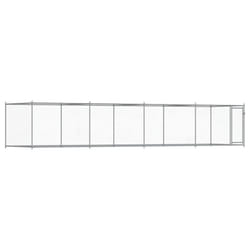 vidaXL Dog Cage with Door Grey Dog Kennel Outdoor Dog Crate Galvanised Steel - 1 door, 8 x 2 x 1.5 m