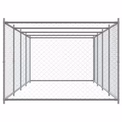 vidaXL Dog Cage with Door Grey Dog Kennel Outdoor Dog Crate Galvanised Steel - 1 door, 8 x 2 x 1.5 m - Additional view 4