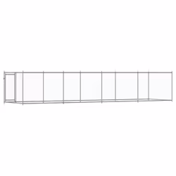 vidaXL Dog Cage with Door Grey Dog Kennel Outdoor Dog Crate Galvanised Steel - 1 door, 8 x 2 x 1.5 m - Additional view 5
