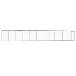 vidaXL Dog Cage with Door Grey Dog Kennel Outdoor Dog Crate Galvanised Steel - 1 door, 10 x 2 x 1.5 m