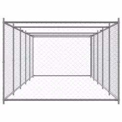 vidaXL Dog Cage with Door Grey Dog Kennel Outdoor Dog Crate Galvanised Steel - 1 door, 10 x 2 x 1.5 m - Additional view 4