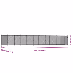 vidaXL Dog Cage with Door Grey Dog Kennel Outdoor Dog Crate Galvanised Steel - 1 door, 10 x 2 x 1.5 m - Additional view 8