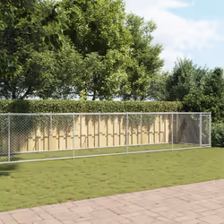 vidaXL Dog Cage with Door Grey Dog Kennel Outdoor Dog Crate Galvanised Steel - 1 door, 12 x 2 x 1.5 m