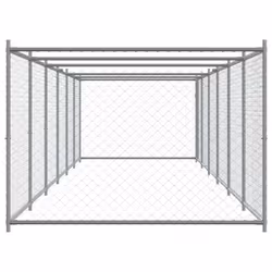 vidaXL Dog Cage with Door Grey Dog Kennel Outdoor Dog Crate Galvanised Steel - 1 door, 12 x 2 x 1.5 m - Additional view 4