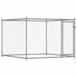 vidaXL Dog Cage with Door Grey Dog Kennel Outdoor Dog Crate Galvanised Steel - 1 door, 12 x 2 x 1.5 m - Additional view 6