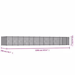 vidaXL Dog Cage with Door Grey Dog Kennel Outdoor Dog Crate Galvanised Steel - 1 door, 12 x 2 x 1.5 m - Additional view 8