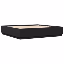 vidaXL Bed Frame with LED Lights Bed Base Black 200x200 cm Engineered Wood