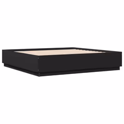 vidaXL Bed Frame with LED Lights Bed Base Black 200x200 cm Engineered Wood - Additional view 7