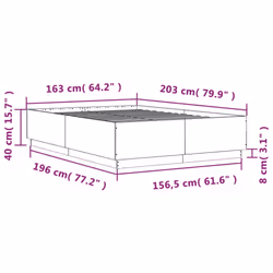 vidaXL Bed Frame with LED Lights Bed Base Black 160x200 cm Engineered Wood
