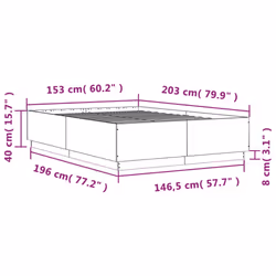 vidaXL Bed Frame with LED Lights Black 150x200 cm King Size Engineered Wood - Additional view 3