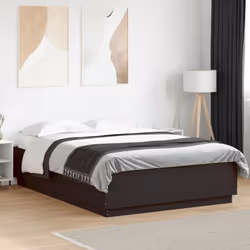vidaXL Bed Frame with LED Lights Black 150x200 cm King Size Engineered Wood - Additional view 4