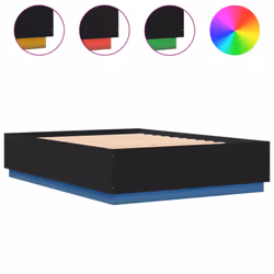 vidaXL Bed Frame with LED Lights Bed Base Black 120x200 cm Engineered Wood