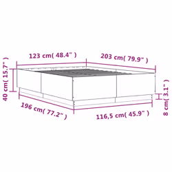 vidaXL Bed Frame with LED Lights Bed Base Black 120x200 cm Engineered Wood