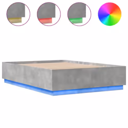 vidaXL Bed Frame with LED Lights Concrete Grey 120x200 cm Engineered Wood