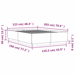 vidaXL Bed Frame with LED Lights Concrete Grey 120x200 cm Engineered Wood