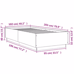 vidaXL Bed Frame with LED Lights Bed Base Black 100x200 cm Engineered Wood