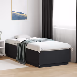 vidaXL Bed Frame with LED Lights Bed Base Black 100x200 cm Engineered Wood - Additional view 4