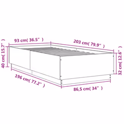 vidaXL Bed Frame with LED Lights Home Bed Base Black 90x200 cm Engineered Wood - Additional view 3