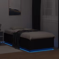 vidaXL Bed Frame with LED Lights Home Bed Base Black 90x200 cm Engineered Wood - Additional view 4