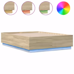 vidaXL Bed Frame with LED Lights Bed Sonoma Oak 140x190 cm Engineered Wood
