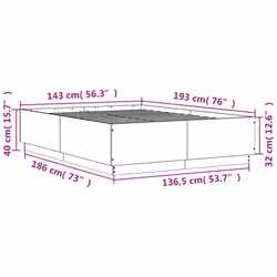 vidaXL Bed Frame with LED Lights Bed Sonoma Oak 140x190 cm Engineered Wood