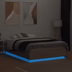 vidaXL Bed Frame with LED Lights Bed Sonoma Oak 140x190 cm Engineered Wood - Additional view 4