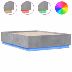 vidaXL Bed Frame with LED Lights Concrete Grey 140x190 cm Engineered Wood