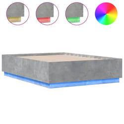 vidaXL Bed Frame with LED Lights Concrete Grey 140x190 cm Engineered Wood