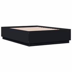 vidaXL Bed Frame with LED Lights Bed Base Mattress Foundation Engineered Wood - black, 135 x 190 cm
