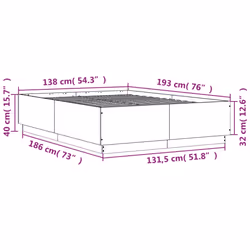 vidaXL Bed Frame with LED Lights Bed Base Mattress Foundation Engineered Wood - black, 135 x 190 cm